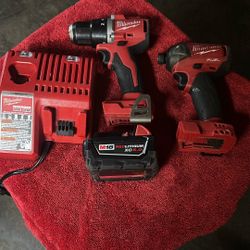 Milwaukee Battery 5.0 : Charger : And 2 Drills 