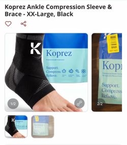 Koprez Ankle Compression Sleeve & Brace XX-Large Black
