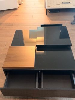 Black Gloss Low Coffee Table with Storage Drawers
