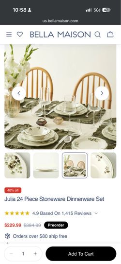 Bella Maison Julia Dinnerware Set + Olive Tray - New, Sealed