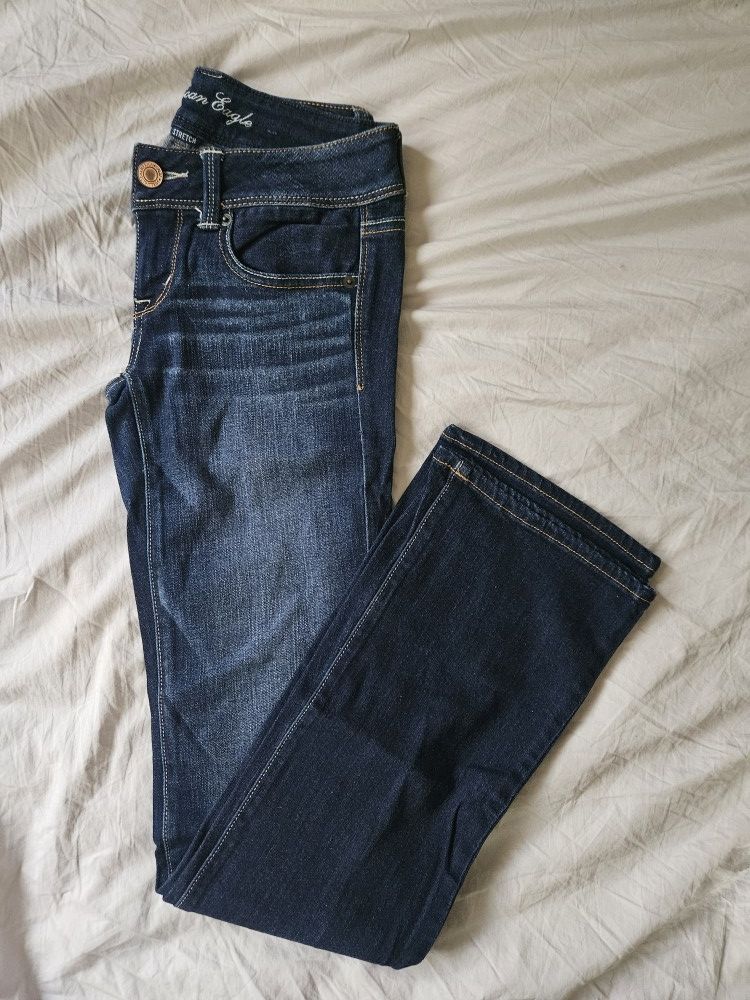 Vintage American Eagle Stretch Slim Bootcut Jeans - Dark Wash - Size 2 Long
