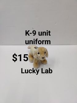 New with tags Rare Douglas Butter Cornell Yellow Lab Dog Plush Stuffed Animal toy + K-9 unit uniform