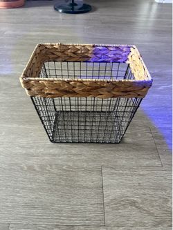 Wire and Woven Storage Basket