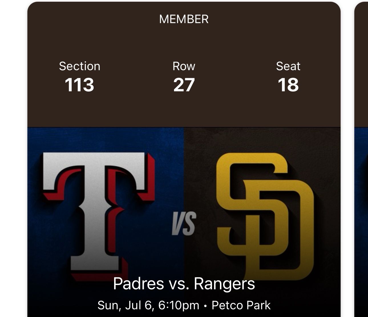 SUNDAY PADRES TIX