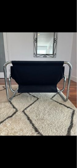 Modernist tubular chrome-frame lounge chair