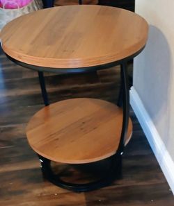 Rustic Round 2 Tier Accent Table