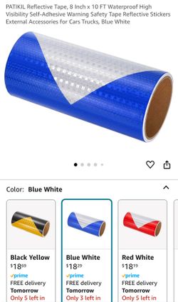 PATIKIL Reflective Tape, 8 Inch x 10 FT Waterproof High Visibility Self-Adhesive