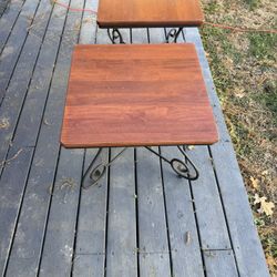 Set of 2 Hardwood Top End Tables – Steel Base, Heavy & Durable, 24” x 24”