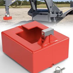 Premium Gooseneck Trailer Lock - Fits Round/Square Tubes, Anti-Rust Design RED