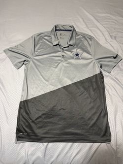 Size L - Nike Dri-FIT Dallas Cowboys NFL Team Apparel Polo Shirt Mens Gray/Black