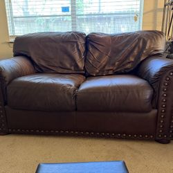 Two Seat Brown Leather Couch