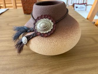 Southwestern Pottery Vase w/Horsehair & Concho Decor