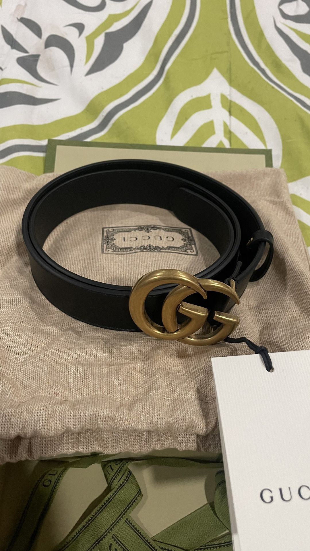 Men’s Black Leather Double G Gucci Belt