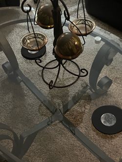 Three piece glass coffee table, and end tables glass