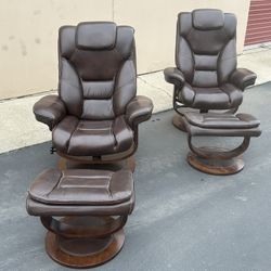 Vintage Set - Swivel Chairs With Ottomans 