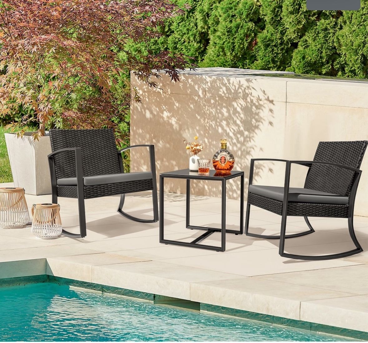 Two Chairs And table Patio Furniture
