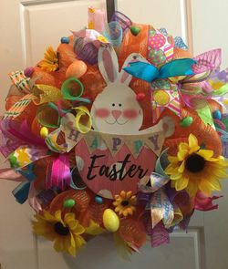 Easter Spring Mesh Wreath