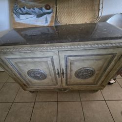 Antique Credenza Heavy Marble Top 