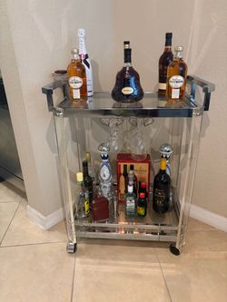 2-Tier Acrylic and Chrome Bar Cart