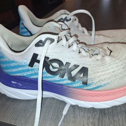 Men's Size 9 Women's Size 10.5 Hoka One One HOKA Mach 5 White Scuba Blue Run Jog