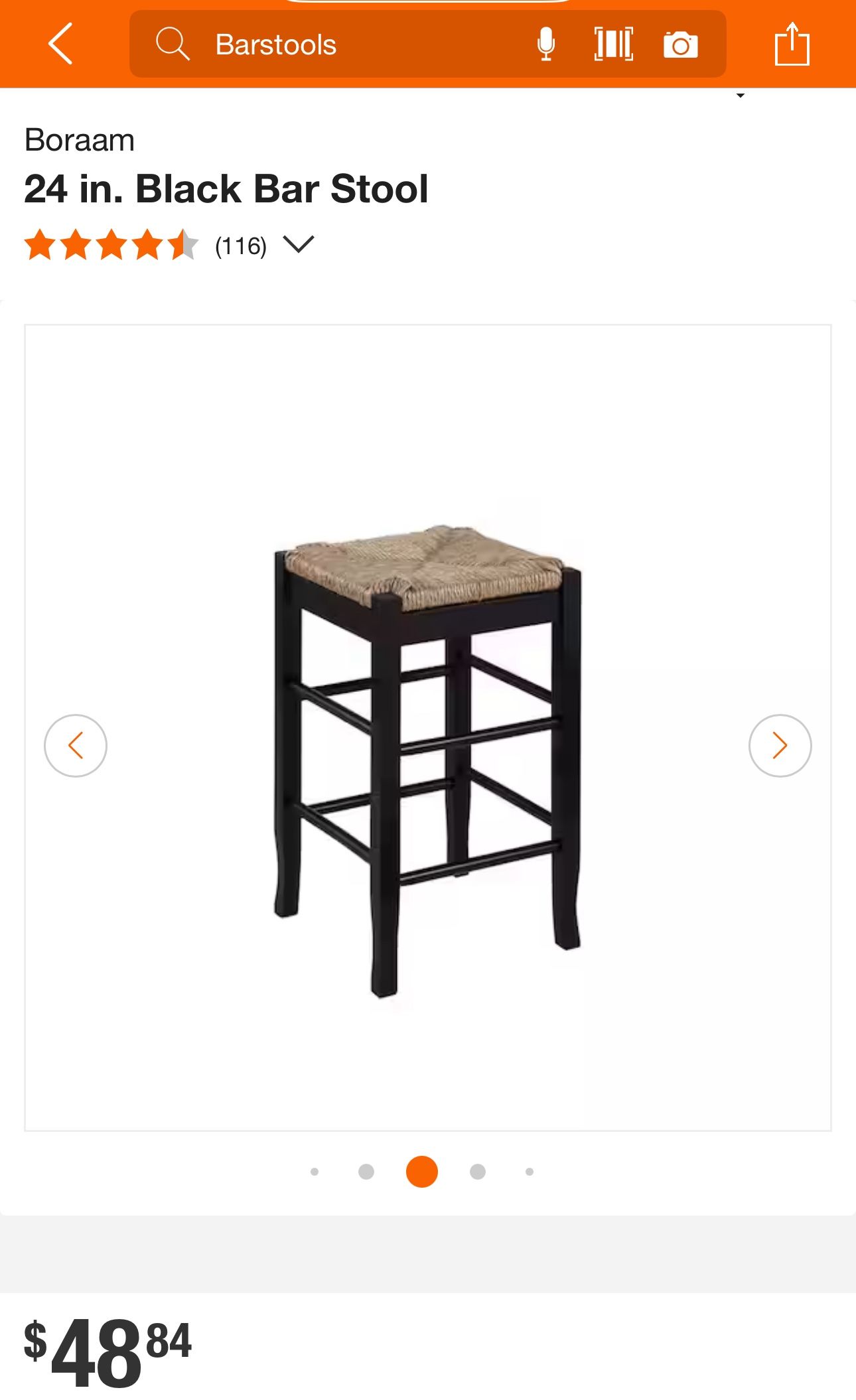 25” Black Bar Stool