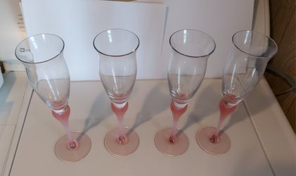 Frosted stem wine glasses