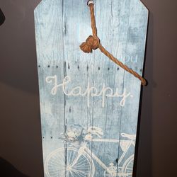 26”x12” DO WHAT MAKES YOU HAPPY FUN WOODEN PLAQUE WALL DECOR WITH ROPE