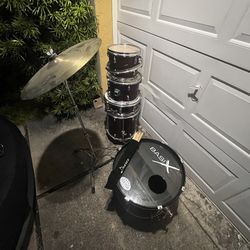 Red Acoustic Drum Set 