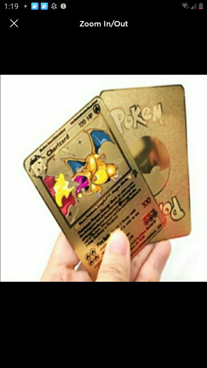 Gold metal Pokemon card Charizard 