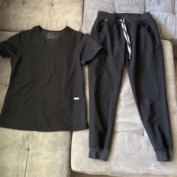 Figs Black Small Scrub Top And Bottom 