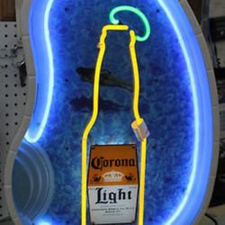 Vintage Rare Corona Light Swimming Pool Neon Sign On A Stand 27x17in Bar Pub 