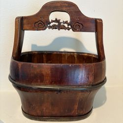 Antique Chinese Wood Water Bucket