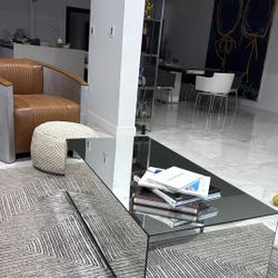 Tempered Glass Coffee Table - Modern Mirror Rectangular Coffee Tables for Living Room