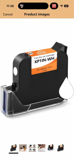 72ml Fast Dry Ink Cartridge KP1IN-WH for Handheld Inkjet Printer KP008, 1inch/25.4mm Solvent Quick-Drying Ink Cartridge Replacement - White