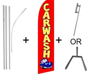 Car Wash (Red) Super Flag & Pole Kit