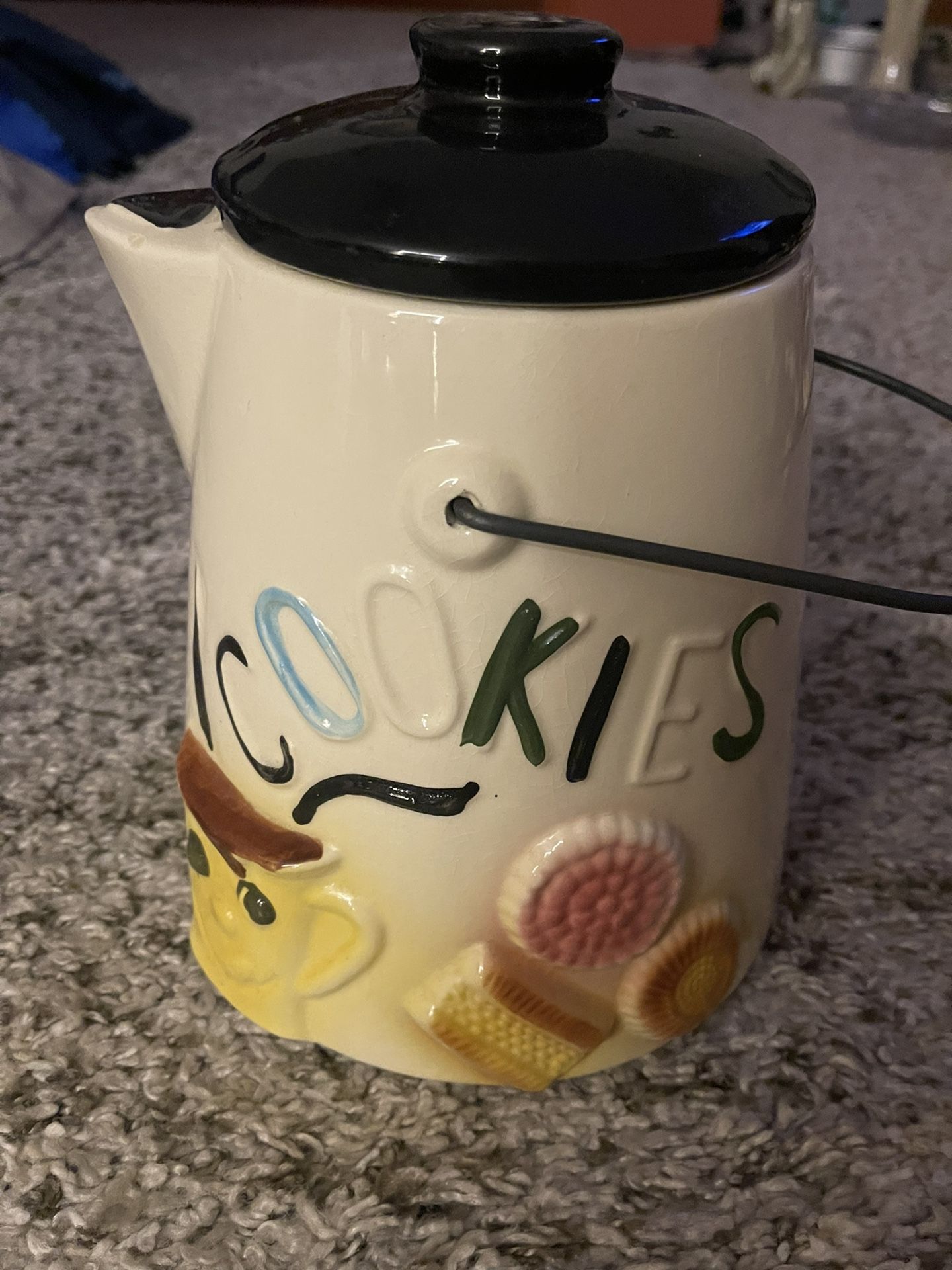 Vintage American Bisque Kettle Cookie Jar.