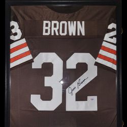 Jim Brown Framed Autographed Jersey (PSA) 