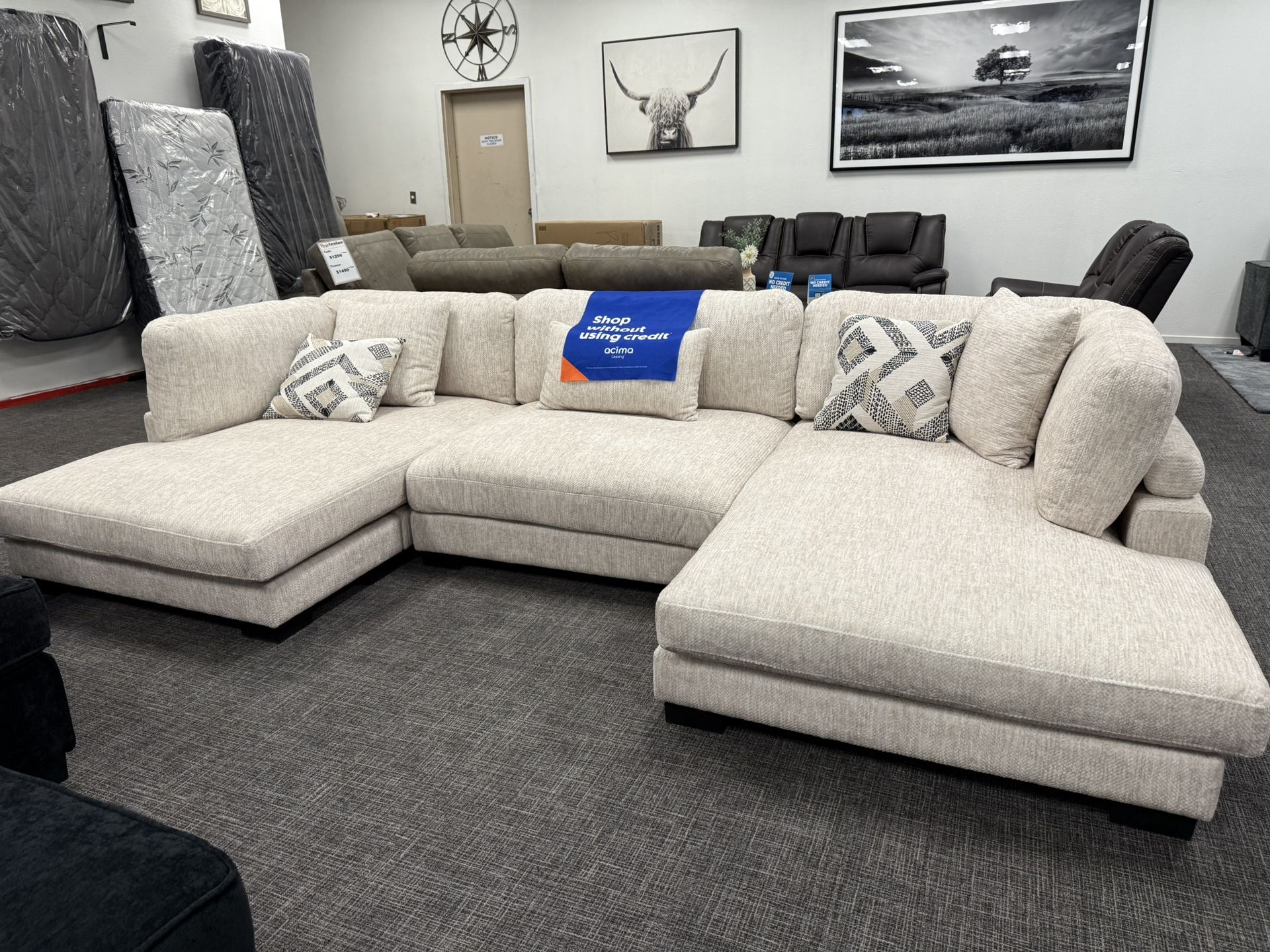 Beige Sofa Sectional Double Lounge Set - Free Delivery Promo