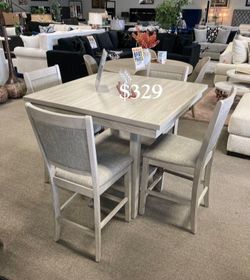 5-pc Counter Height Dining table set light Gray