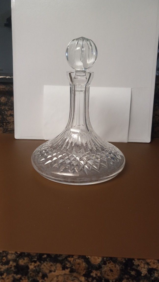 Waterford Crystal Decanter Lismore Ship Pattern Vintage With Stopper.