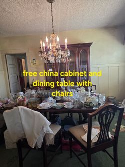 Free china cabinet and dining table with chairs