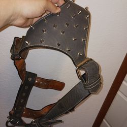 Leather Large Dog Spiked Harness