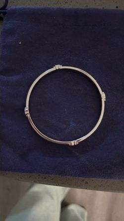 Tory Burch Tory Burch Pierced T Logo Bangle Bracelet In Silver Color 100%