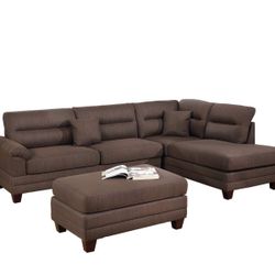 Dark Brown Sectional Sofa- (with Ottoman)Great Condition!