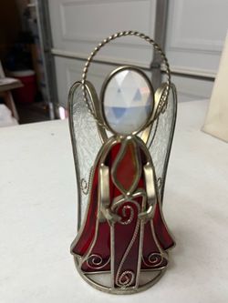 Stained Glass Angel tea light Figurine