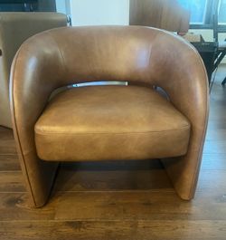 Faux leather brown accent chair