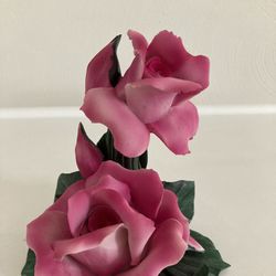Vintage Capodimonte Rose Flower Figurine 