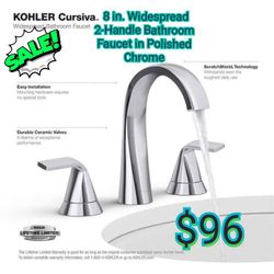 KOHLER

Cursiva 8 in. Widespread 2-Handle Bathroom Faucet in Polished Chrome

