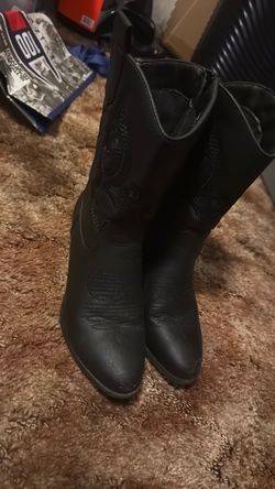 Black Leather Western Cowboy Boots size 6.5