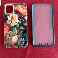 Case For iPhone 11 - Green/Flowers